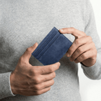 Alcantara Card Wallet - Ocean Blue