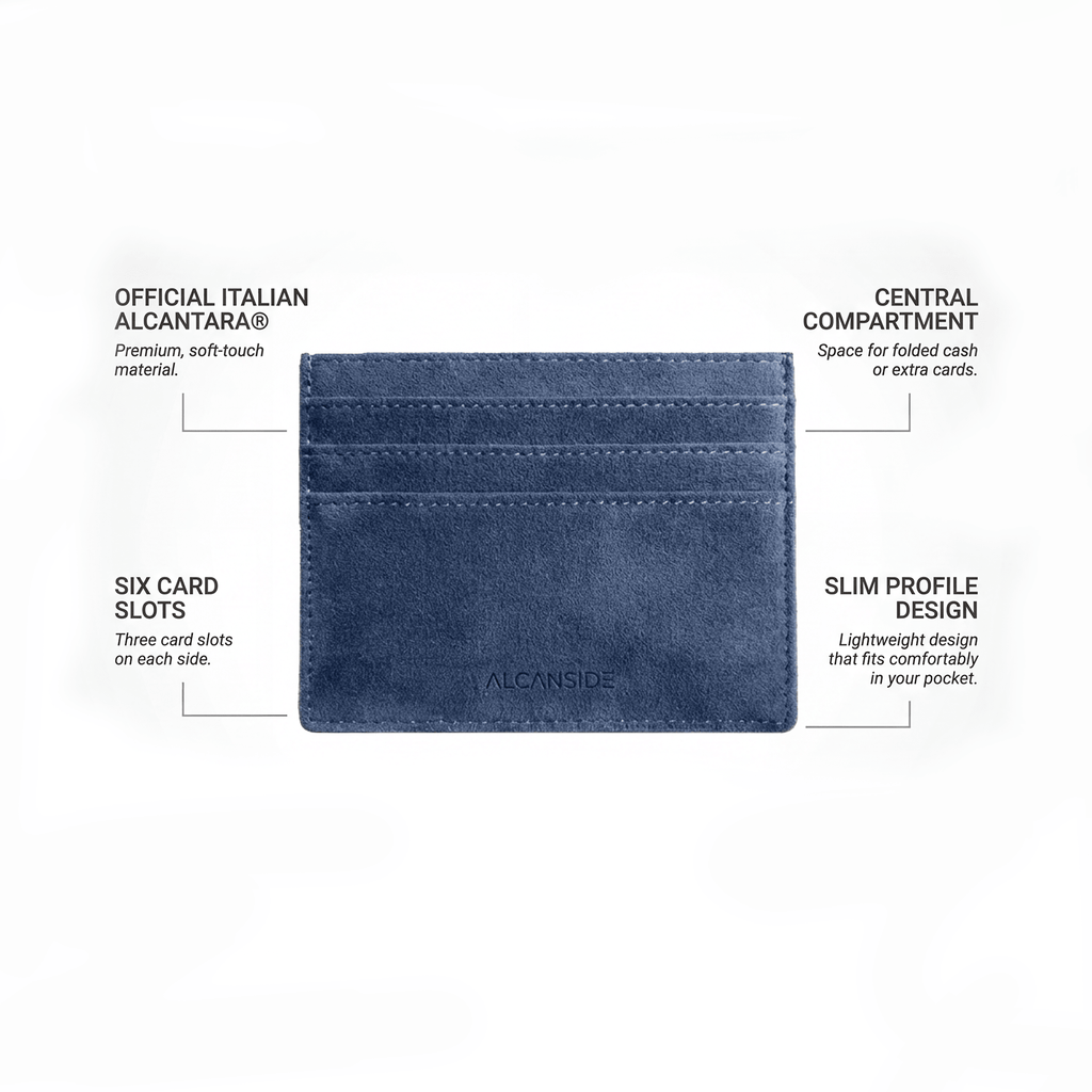 Alcantara Card Wallet - Ocean Blue