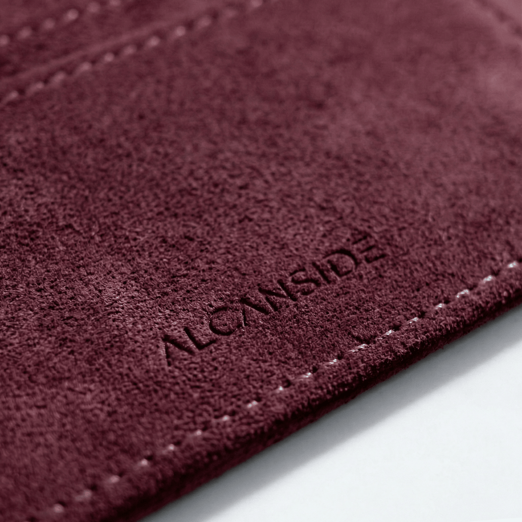 Alcantara Card Wallet - Wine Red