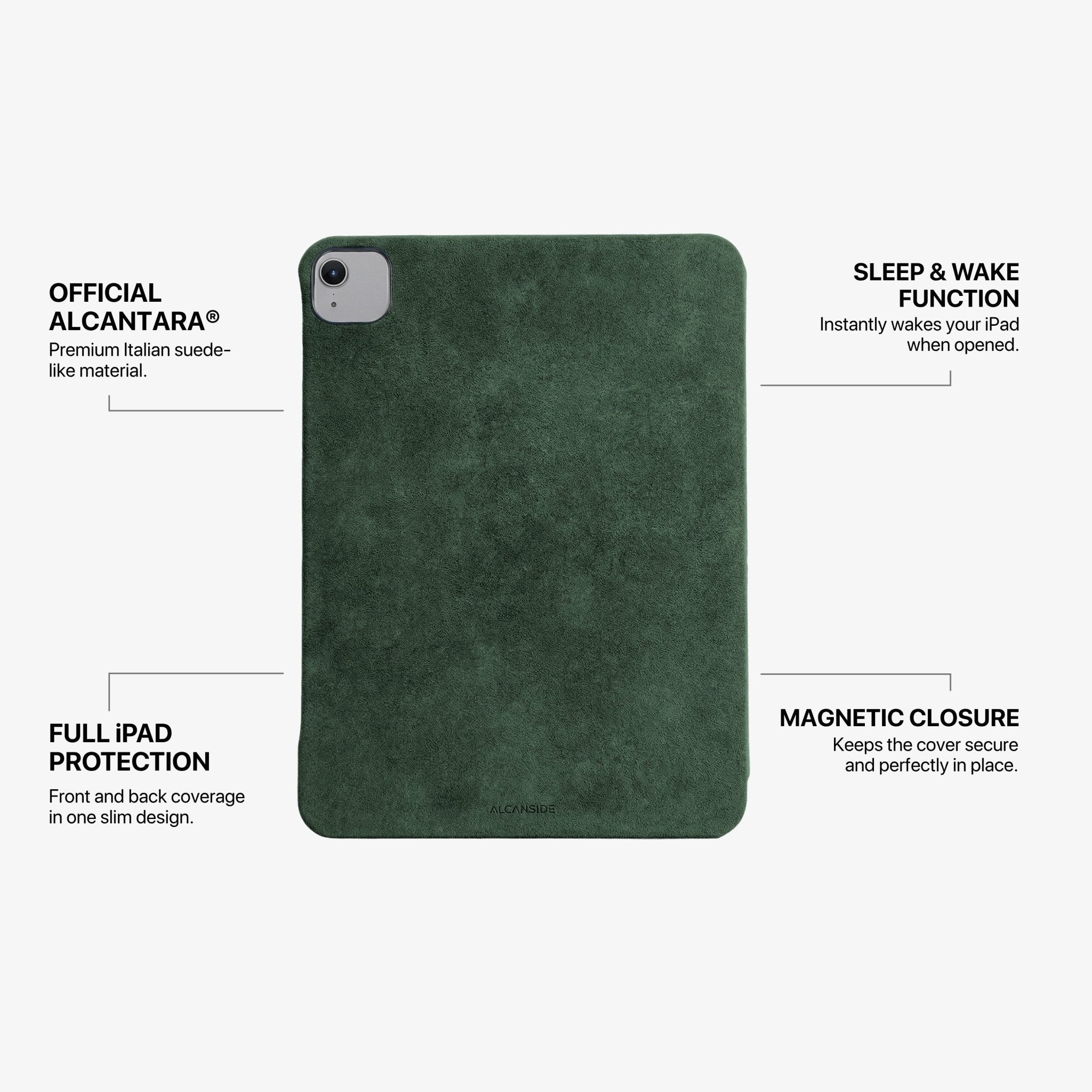 Alcantara iPad Cover - For iPad Air 11 inch (2024/2026) - Midnight Green