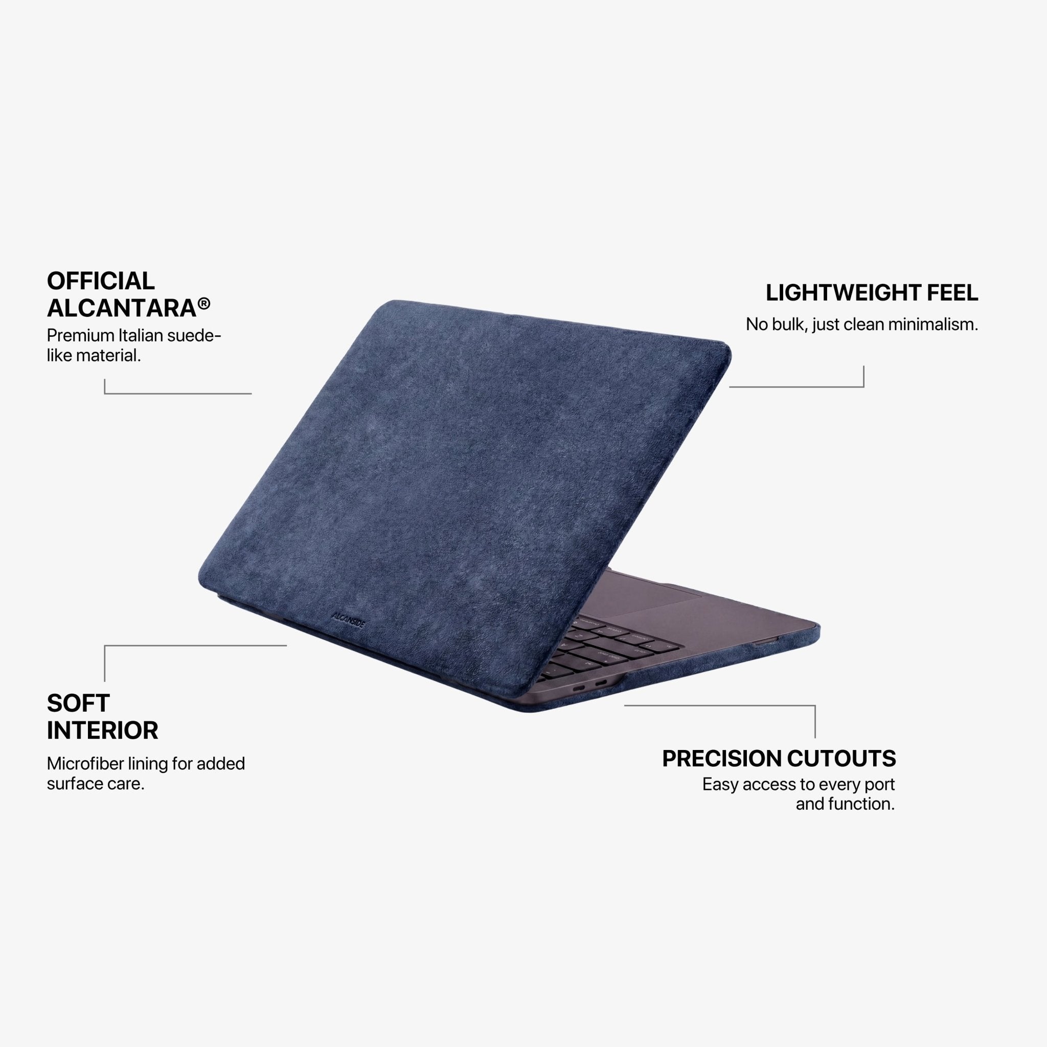 Alcantara MacBook Air Cover - For 13.6 inch (2022 M2 - 2025 M4) - Ocean Blue