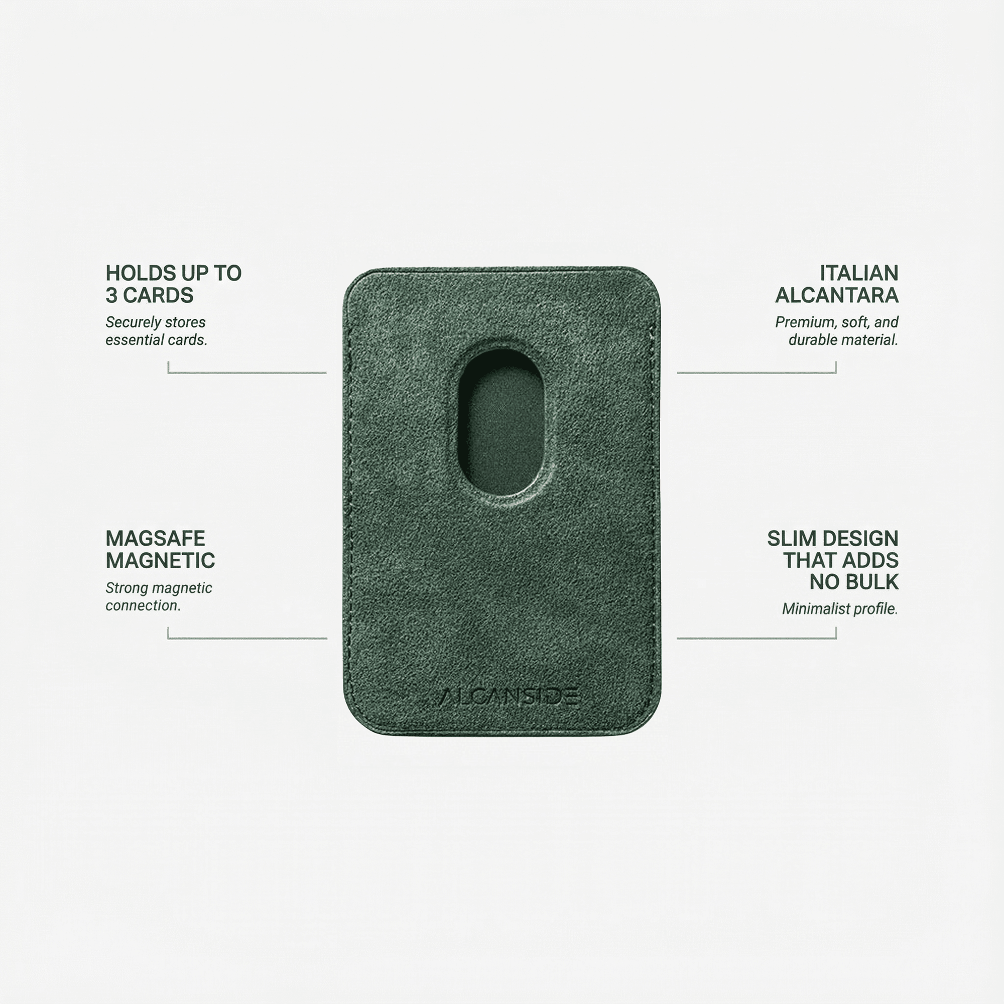 Alcantara MagSafe Wallet - Midnight Green