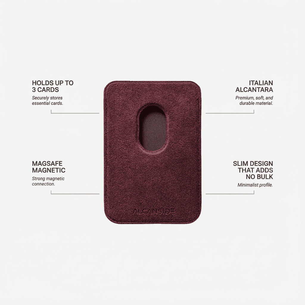 Alcantara MagSafe Wallet - Wine Red