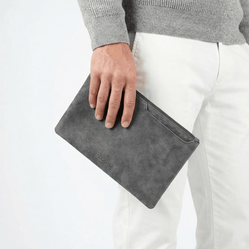 Alcantara Pouch - Nardo Gray