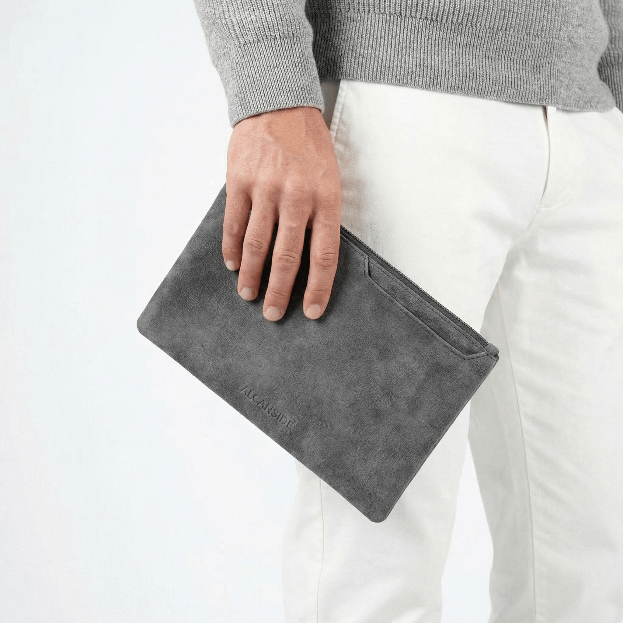 Alcantara Pouch - Nardo Gray