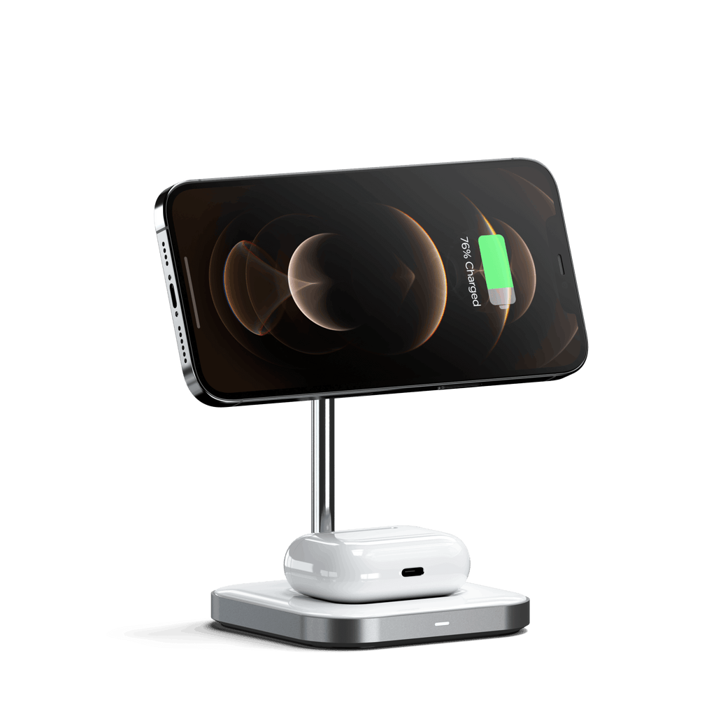 Aluminium 2-in-1 magnetischer kabelloser Ladeständer