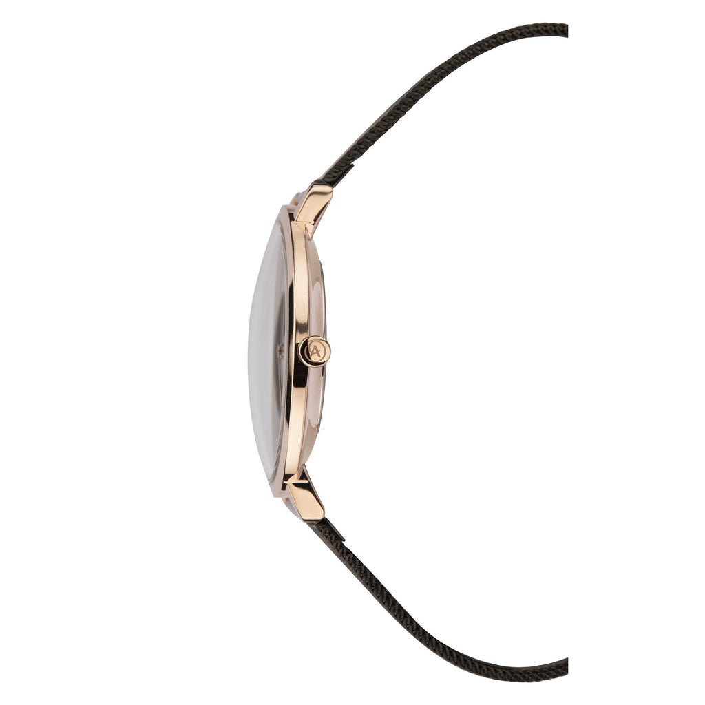 Accurist Ladies Black Rose Gold Watch