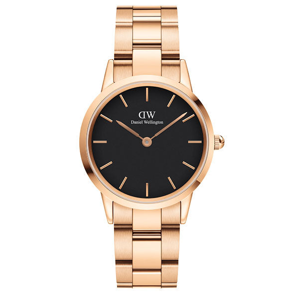 Daniel Wellington Ladies Rose Gold Iconinc Link Watch