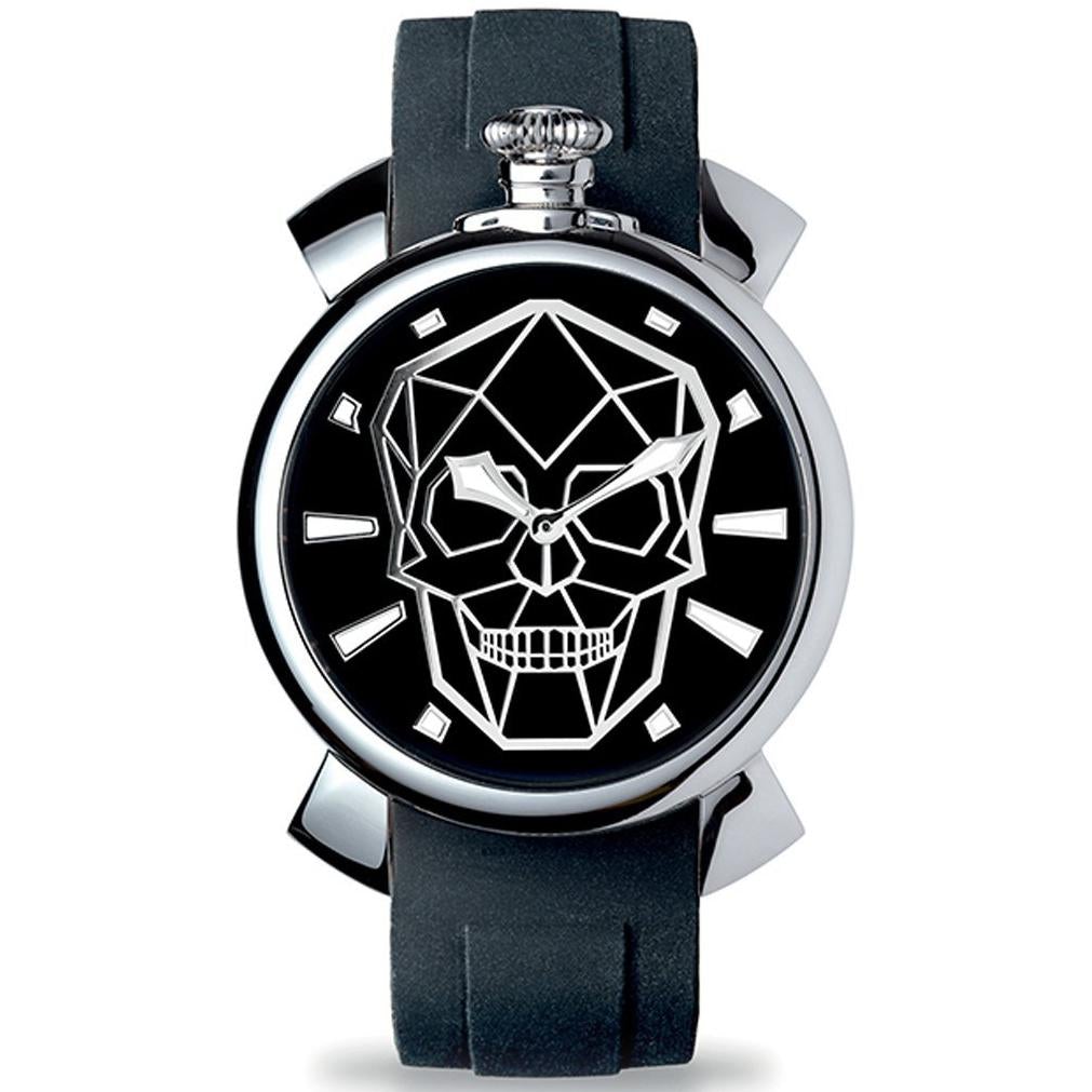Gaga Milano Men's Black Slim Skull Watch