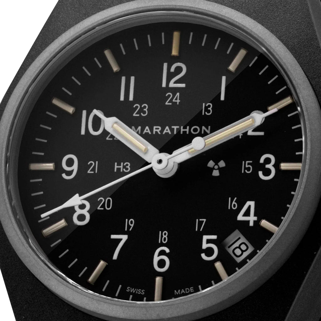 Marathon General Purpose Quartz with Date (GPQ) - 34mm No Government Markings Black WW194015-BK-NGM