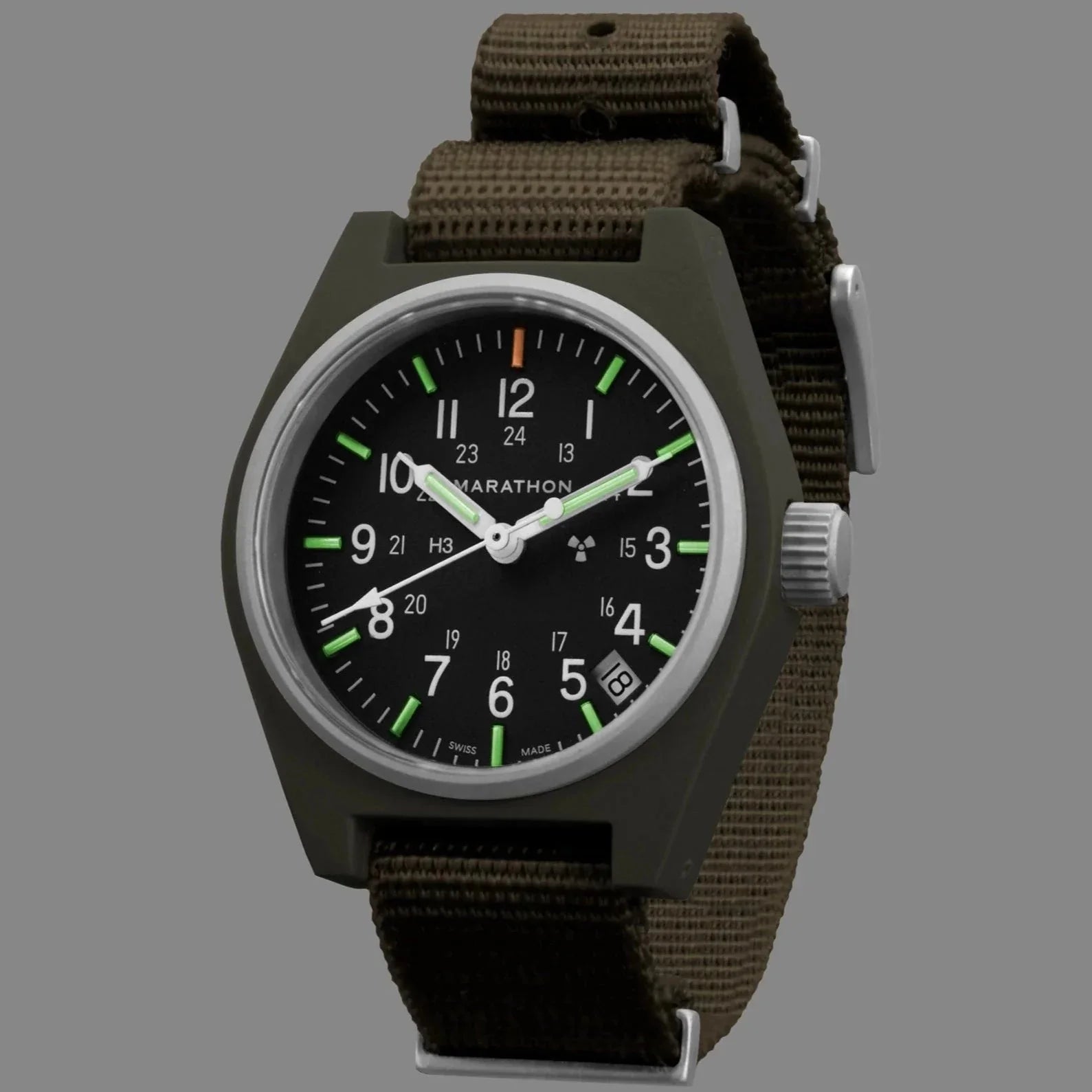 Marathon General Purpose Quartz with Date (GPQ) - 34mm No Government Markings Sage Green WW194015-SG-NGM