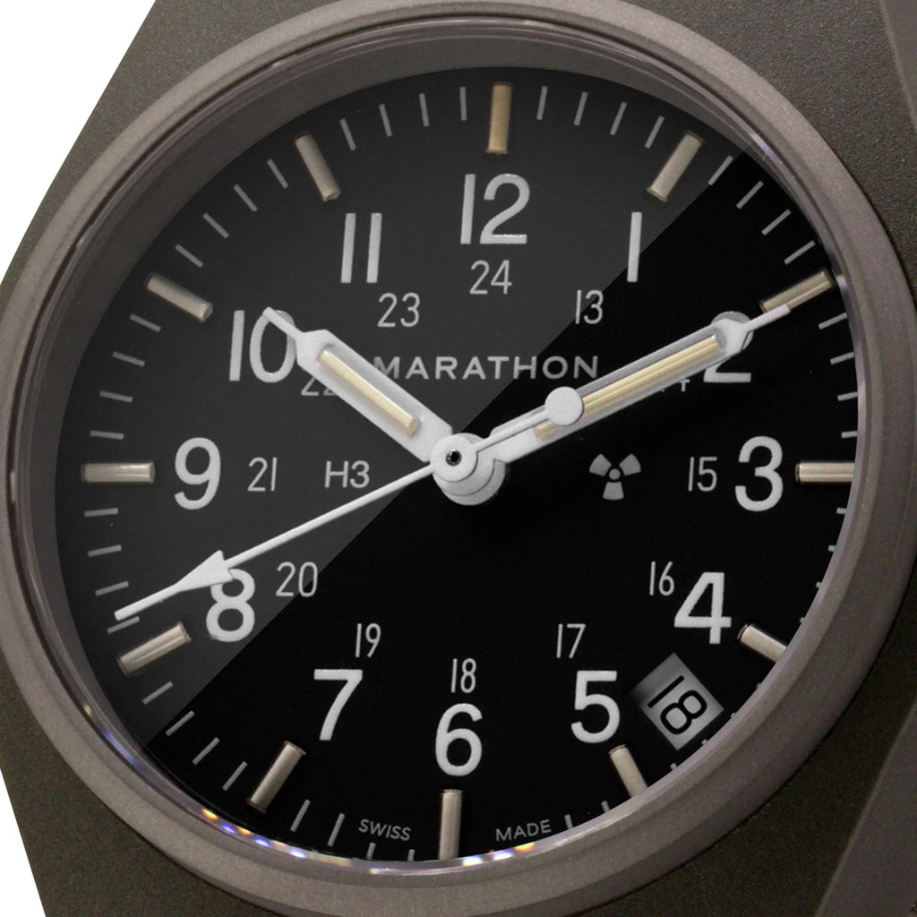 Marathon General Purpose Quartz with Date (GPQ) - 34mm No Government Markings Sage Green WW194015-SG-NGM