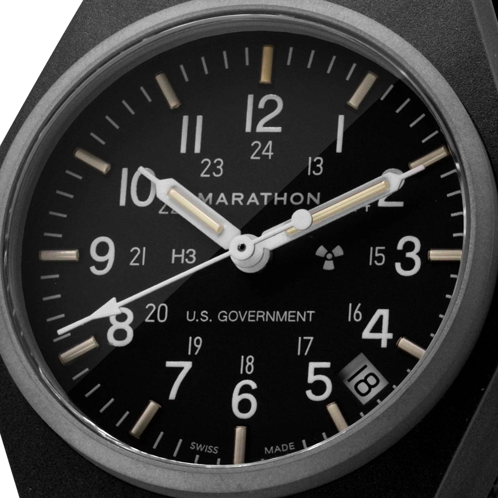 Marathon General Purpose Quartz with Date (GPQ) - 34mm US Government Marked Black WW194015BK