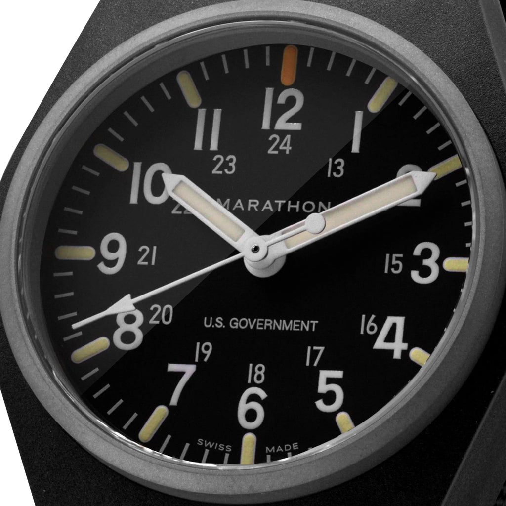 Marathon General Purpose Quartz with MaraGlo (GPQ) - 34mm US Government Marked Black WW194009BK
