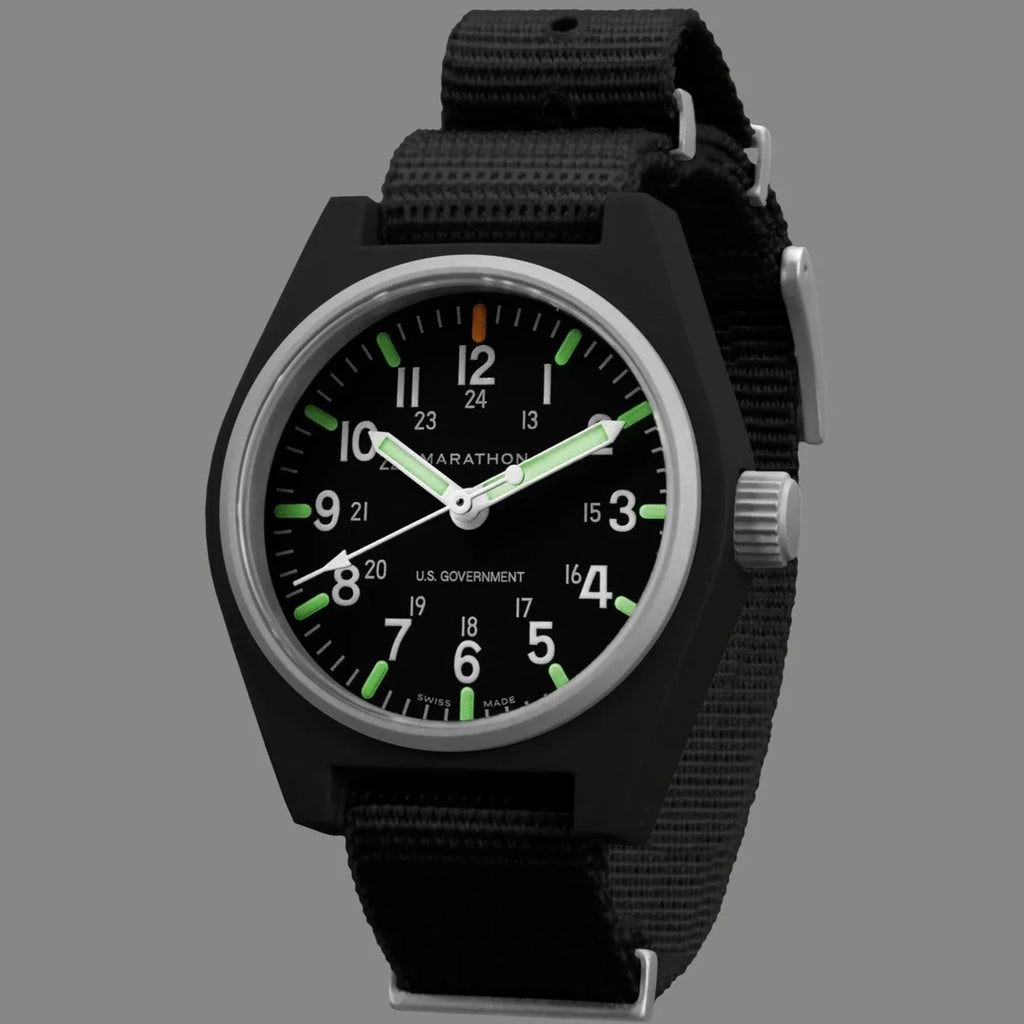 Marathon General Purpose Quartz with MaraGlo (GPQ) - 34mm US Government Marked Black WW194009BK