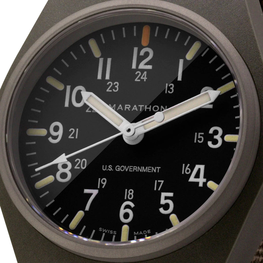 Marathon General Purpose Quartz with MaraGlo (GPQ) - 34mm US Government Marked Sage Green WW194009SG