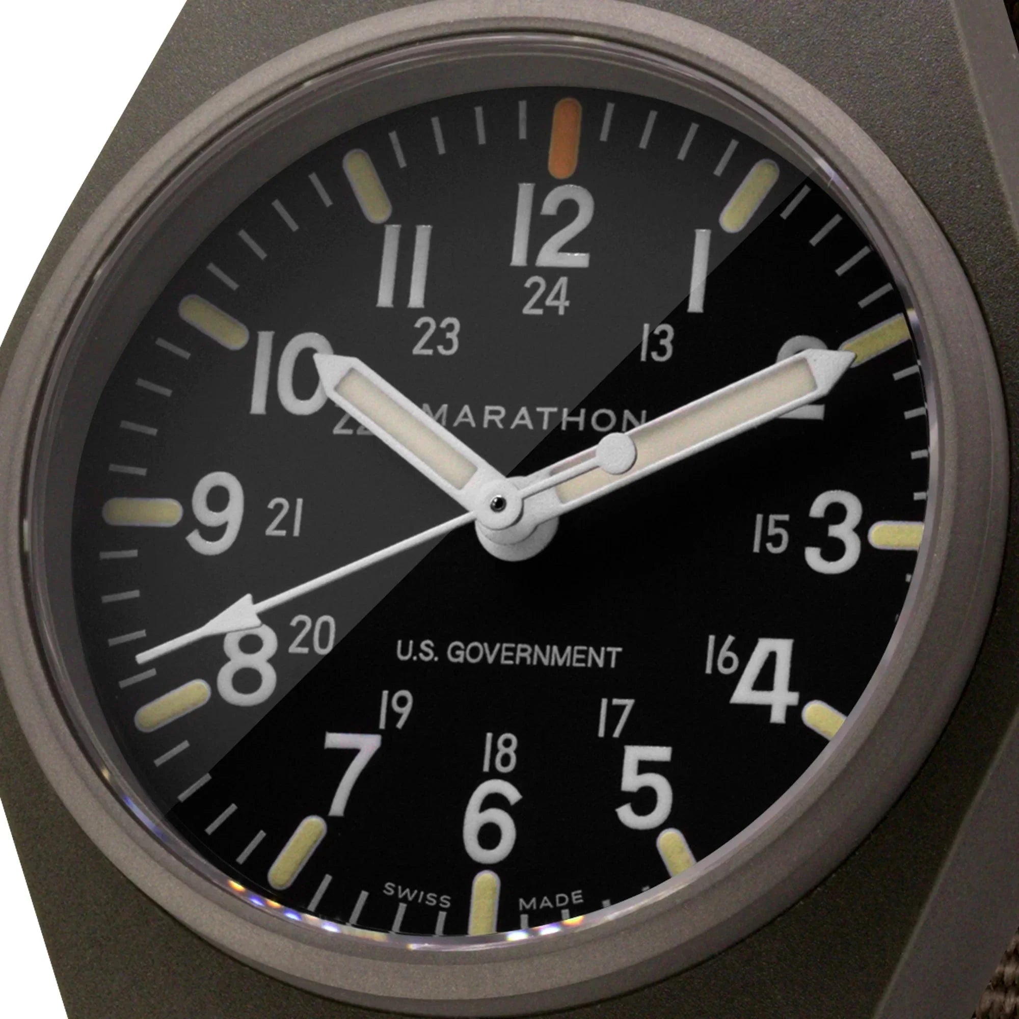 Marathon General Purpose Quartz with MaraGlo (GPQ) - 34mm US Government Marked Sage Green WW194009SG