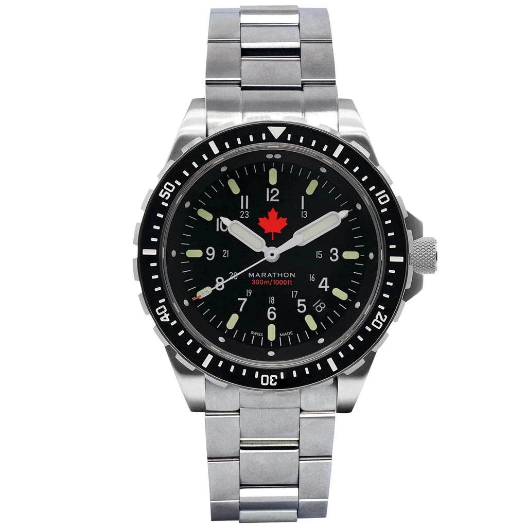 Marathon Jumbo Diver's Quartz (JSAR) - 46mm Maple Leaf dial Limited Edition Stainless Steel WW194018BRACE-MPL