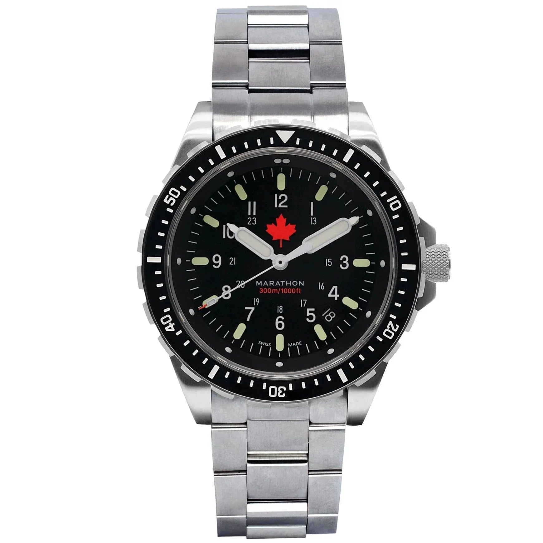 Marathon Jumbo Diver's Quartz (JSAR) - 46mm Maple Leaf dial Limited Edition Stainless Steel WW194018BRACE-MPL