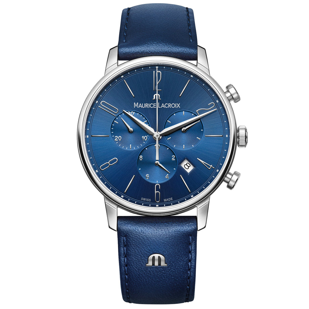 Maurice Lacroix Men's Blue Eliros Chronograph Leather Watch