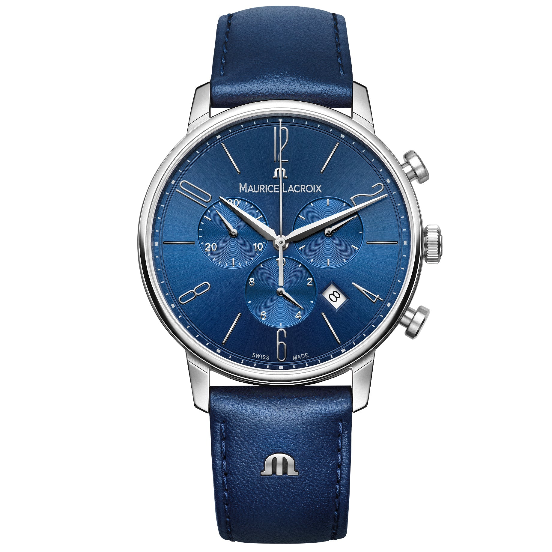 Maurice Lacroix Men's Blue Eliros Chronograph Leather Watch