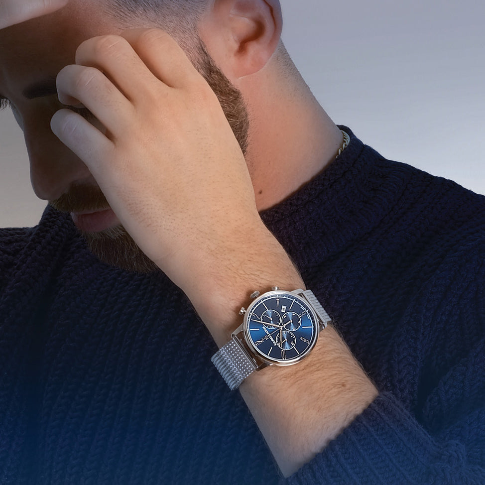 Maurice Lacroix Men's Blue Eliros Chronograph Mesh Watch