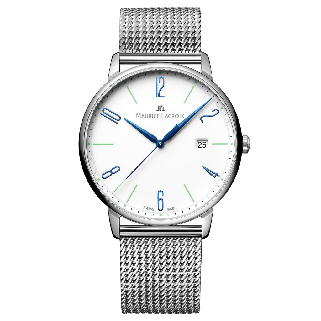 Maurice Lacroix Men's White Eliros Date Quartz Mesh Watch