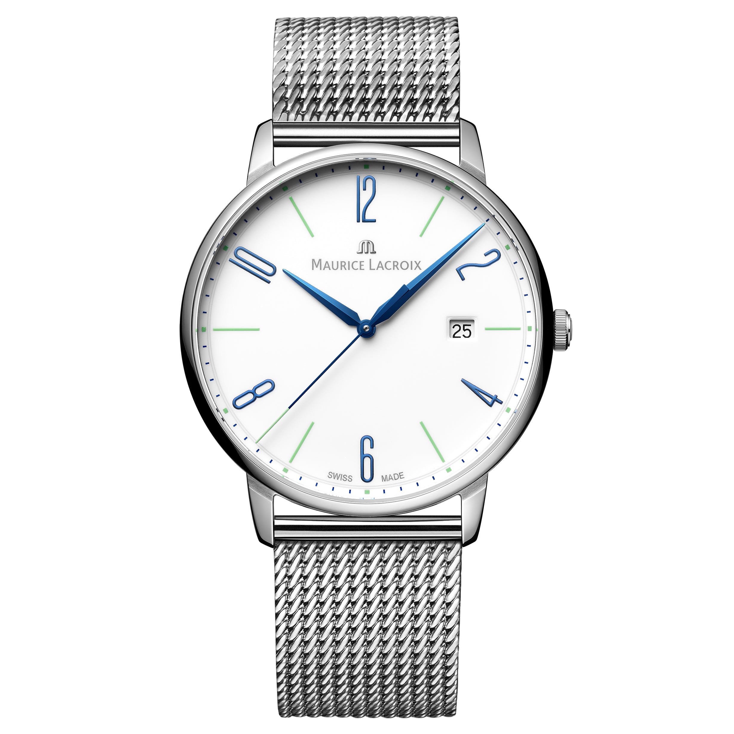 Maurice Lacroix Men's White Eliros Date Quartz Mesh Watch