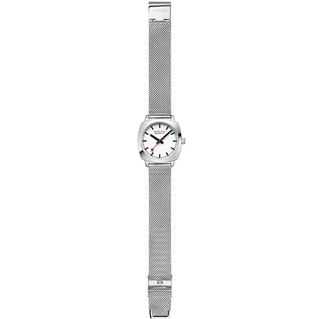 Mondaine Petite Cushion Square Ladies Silver Watch