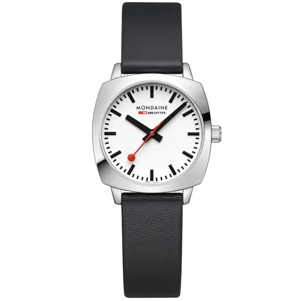 Mondaine Petite Cushion Square Ladies White Watch