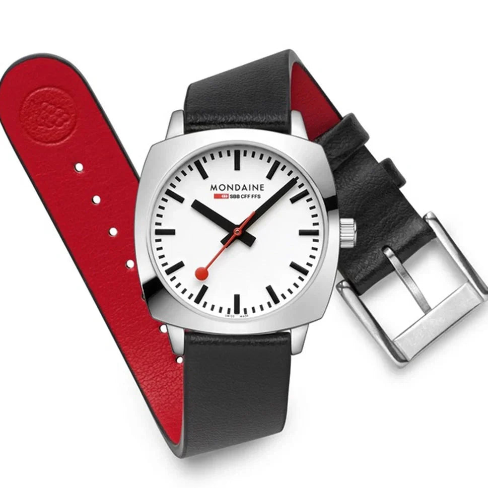 Mondaine Petite Cushion Square Ladies White Watch