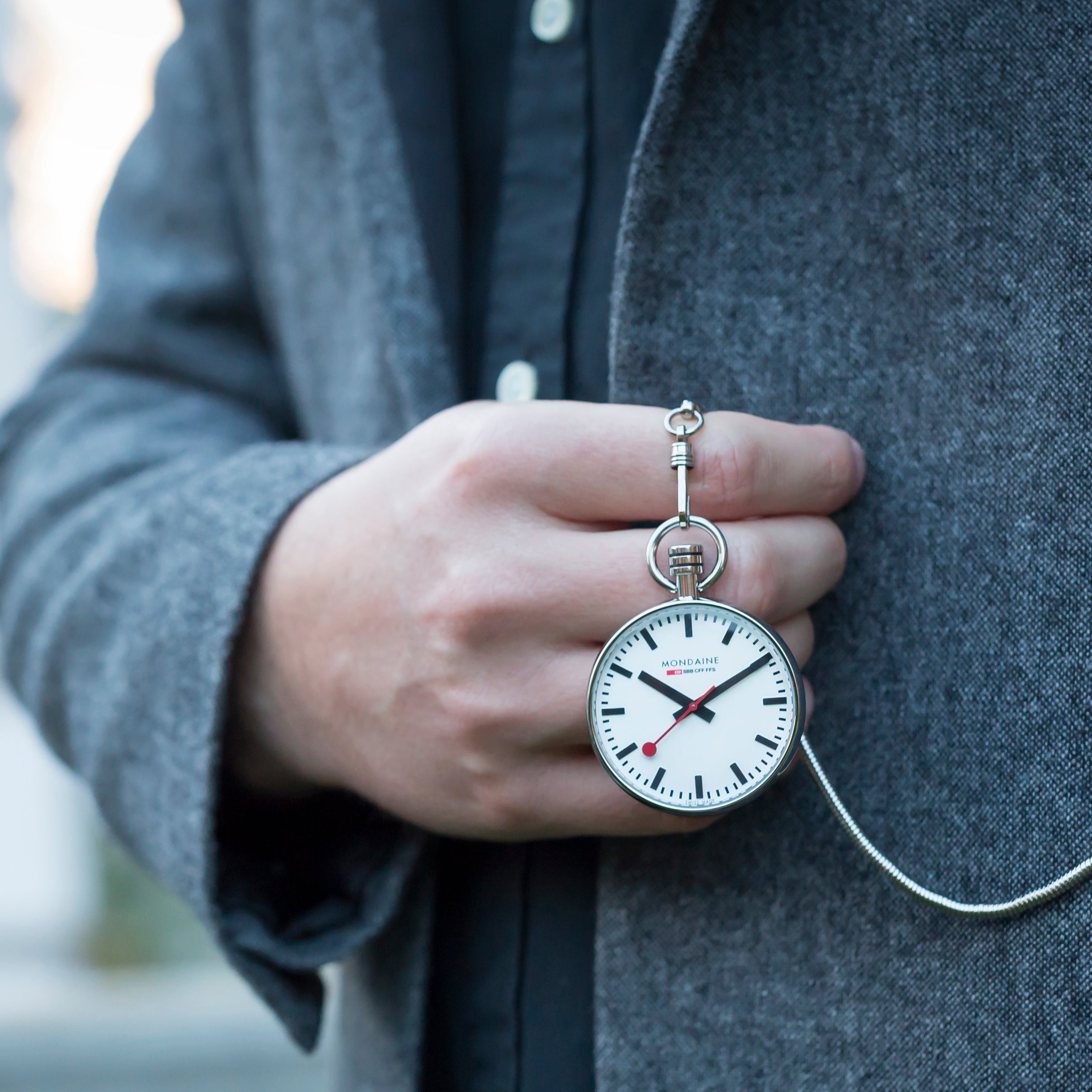 Mondaine Unisex White Pocket Watch