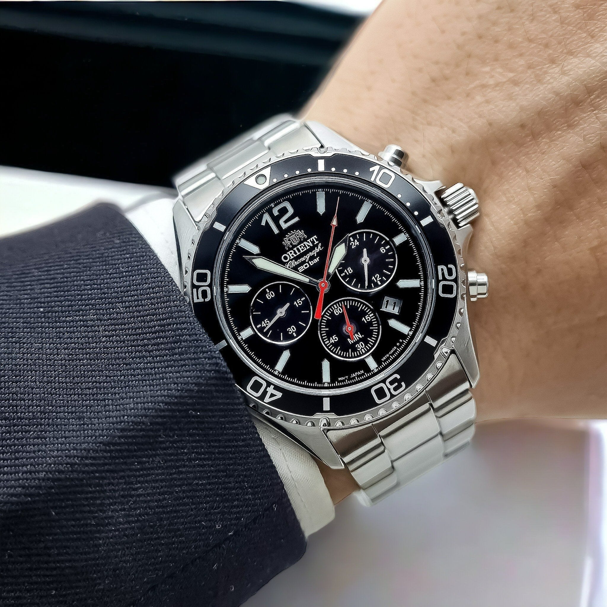 Orient Mako Solar Men's Silver Watch