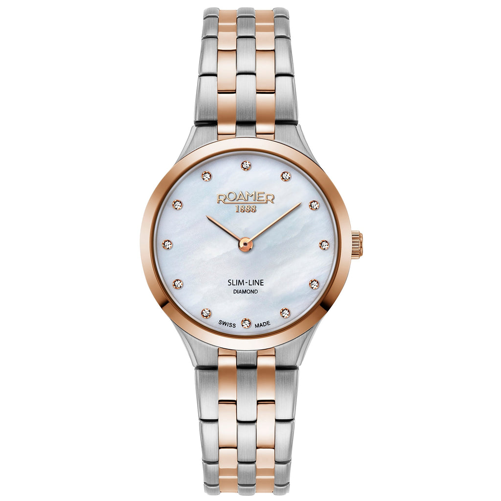 Roamer Slim-Line Classic Ladies Two-Tone Rose Gold Watch