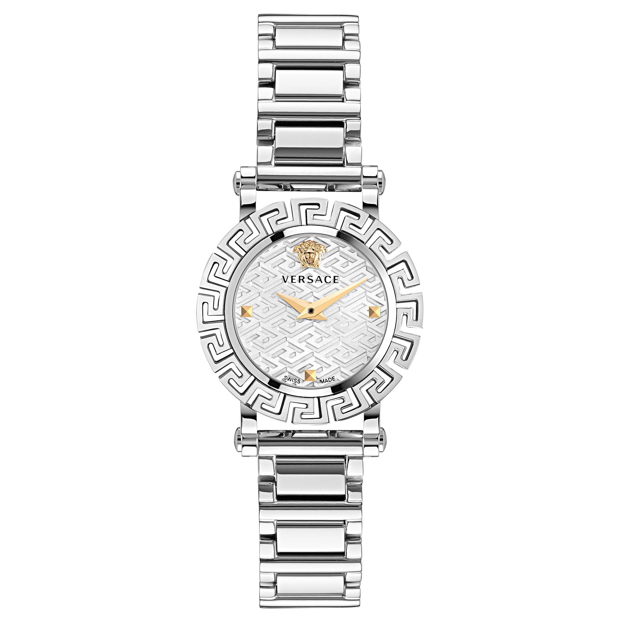 Versace Greca Glam Ladies Silver Watch