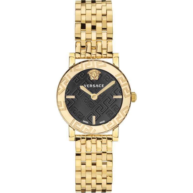Versace Greca Glass Ladies Gold Watch