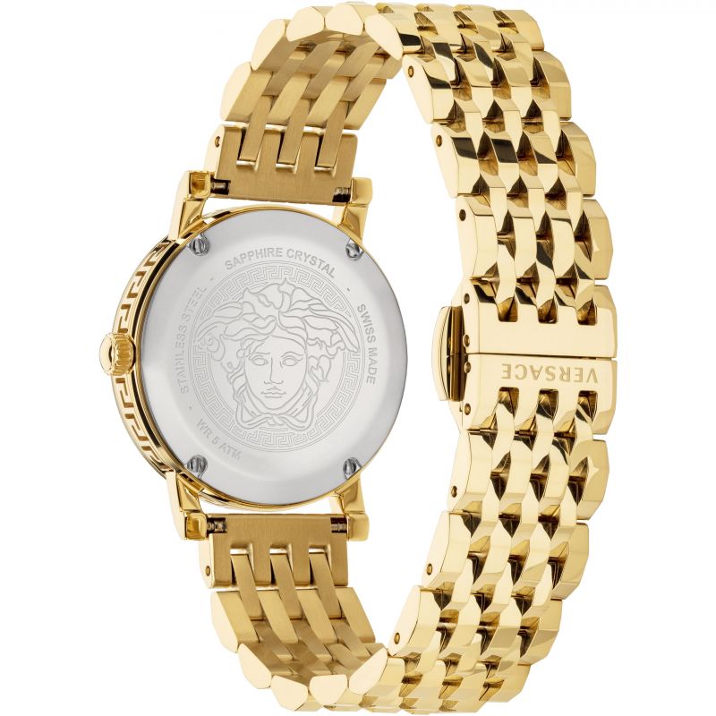 Versace Greca Glass Ladies Gold Watch