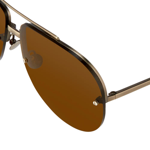Ann Demeulemeester Men's Sunglasses White Gold and Brown