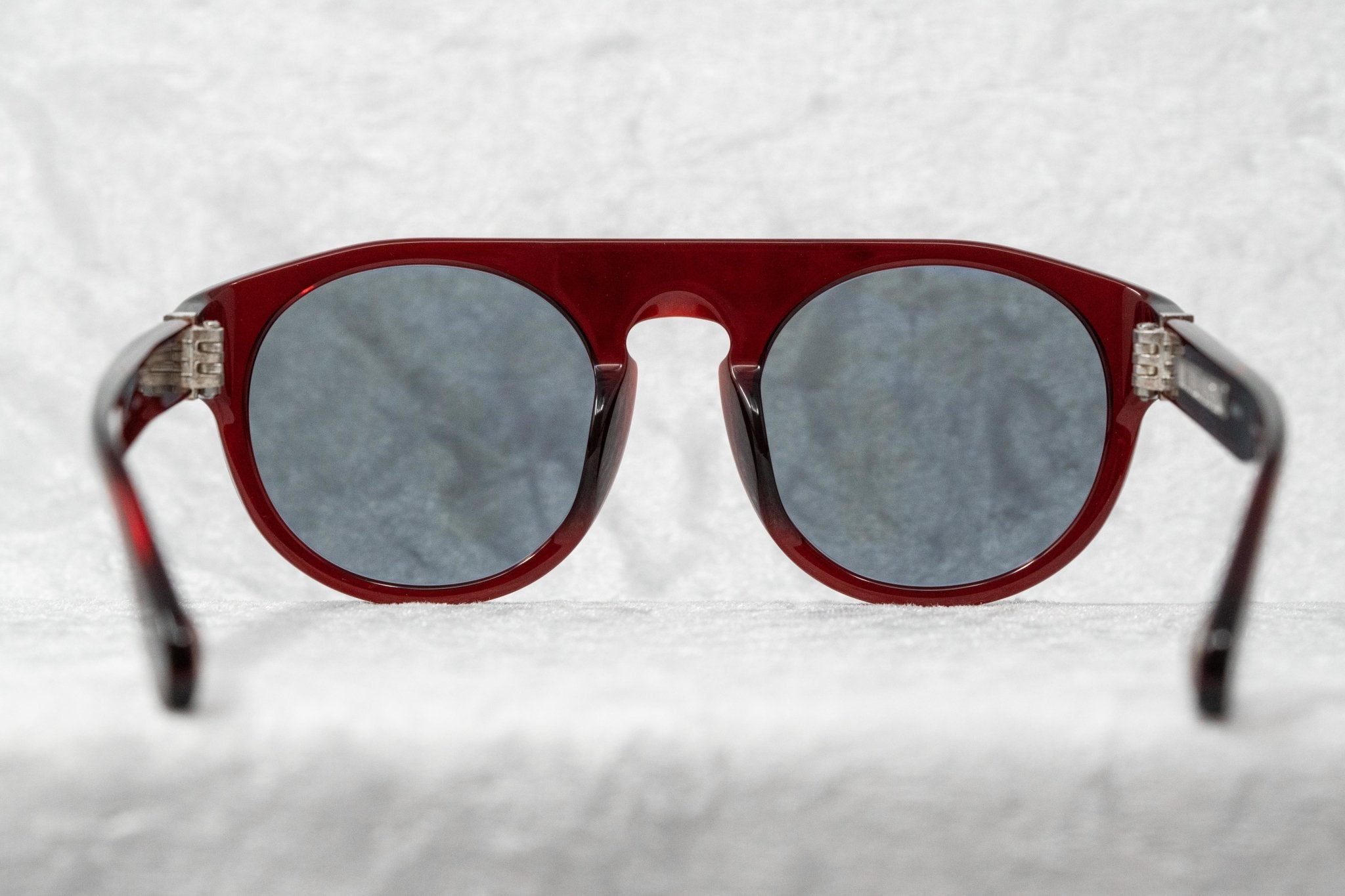 Ann Demeulemeester Sunglasses Flat Top Round Bordeaux Red and Blue