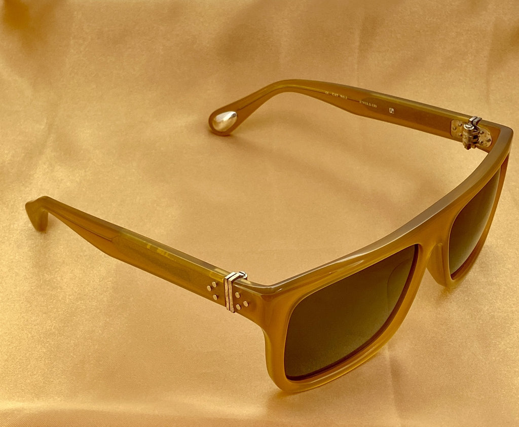 Ann Demeulemeester Sunglasses Flat Top Honey Orange and Green