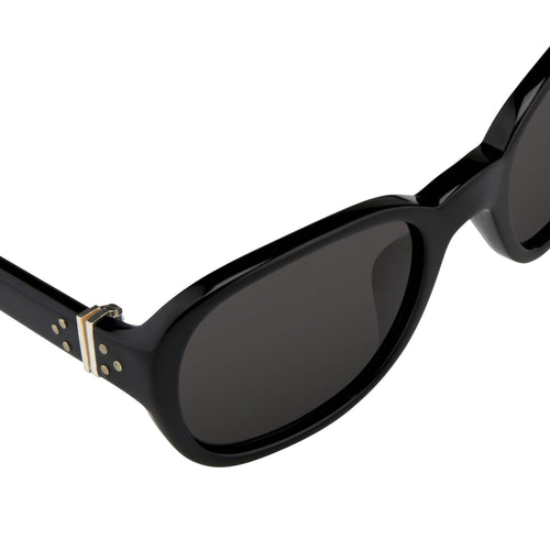 Ann Demeulemeester Ladies Sunglasses Oval Black and Grey