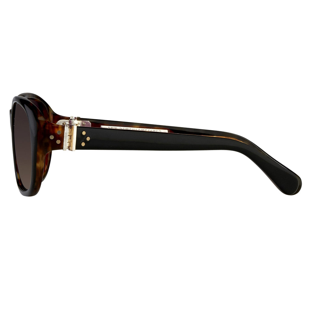 Ann Demeulemeester Ladies Sunglasses Oval Black and Brown Graduated