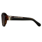 Ann Demeulemeester Ladies Sunglasses Oval Black and Brown Graduated