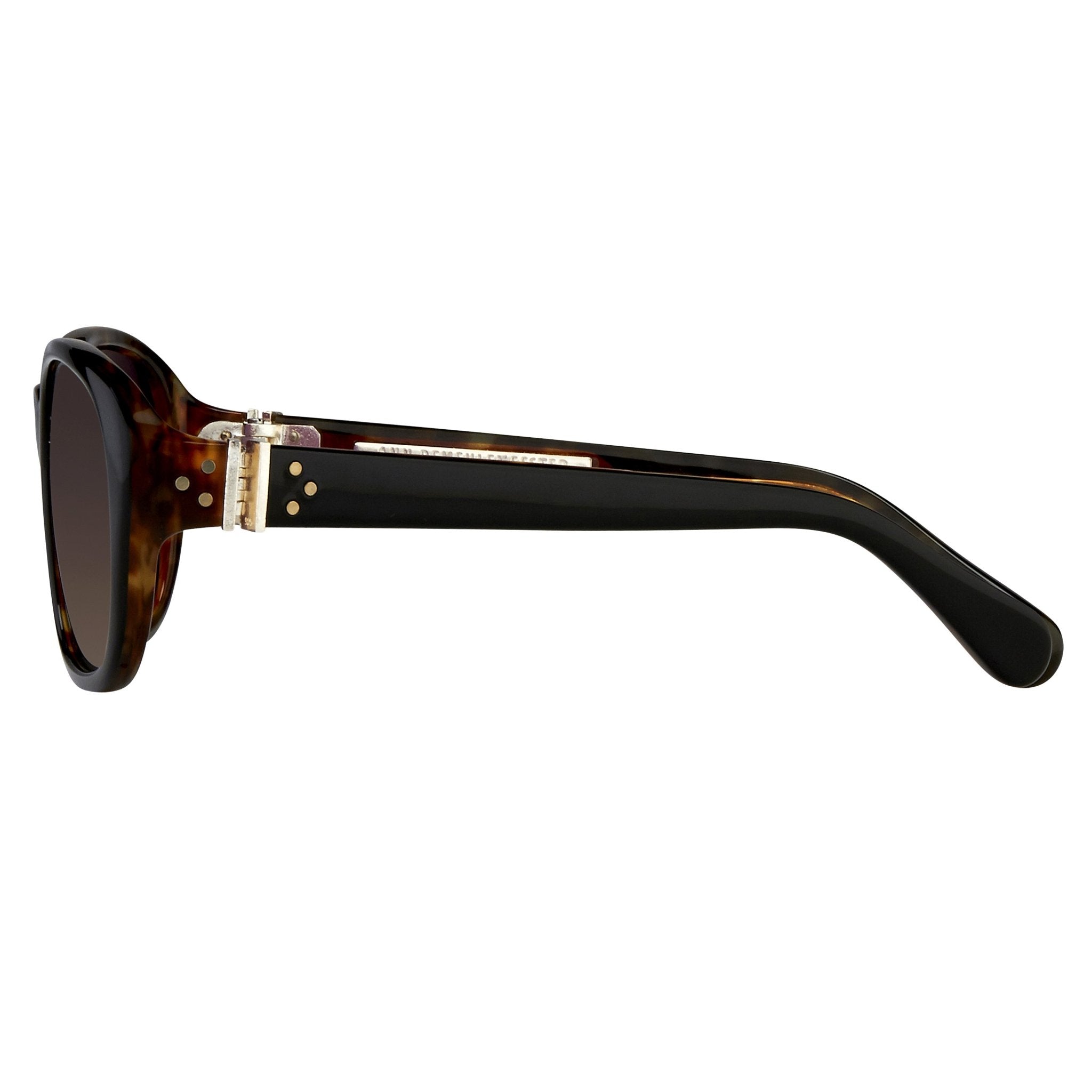 Ann Demeulemeester Ladies Sunglasses Oval Black and Brown Graduated