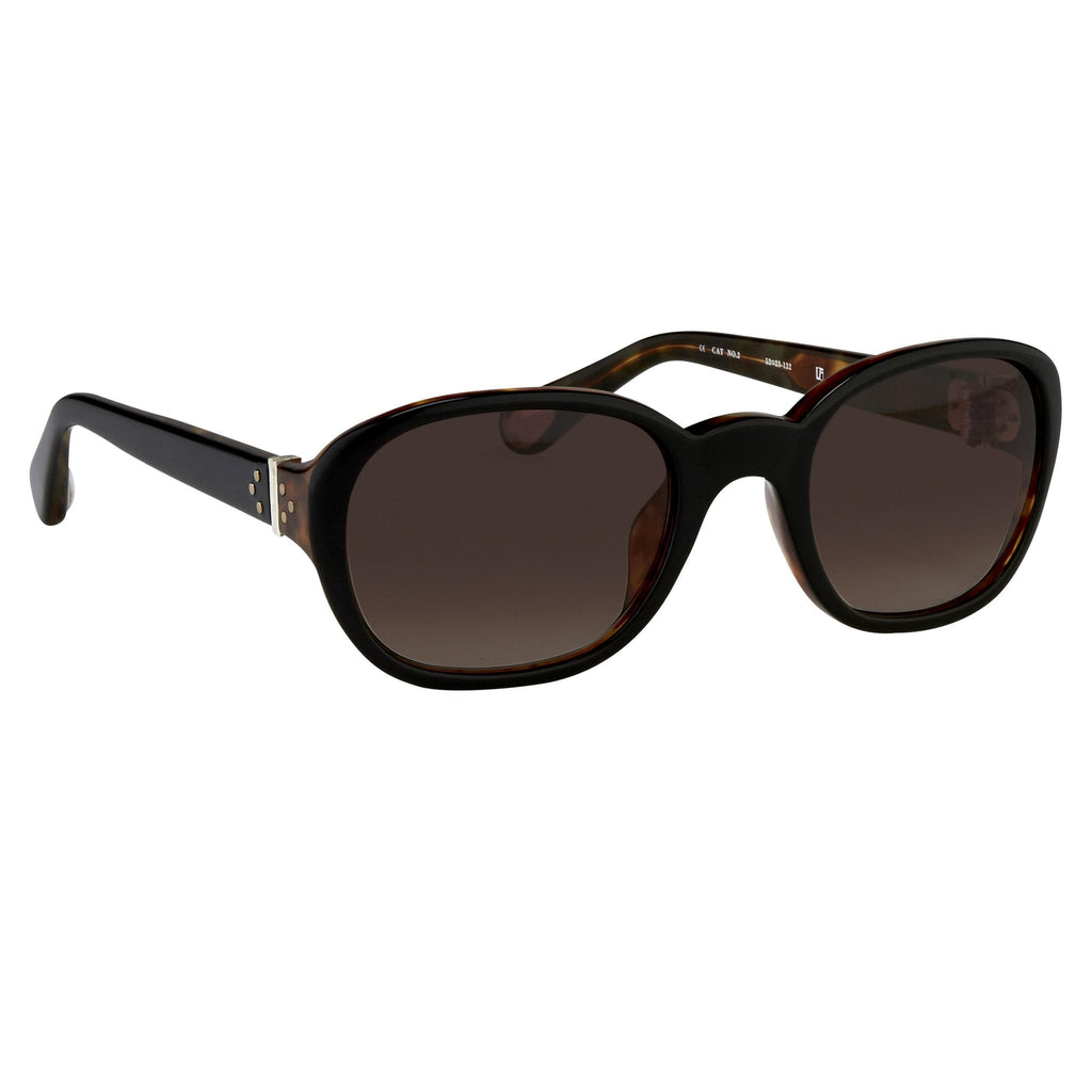 Ann Demeulemeester Ladies Sunglasses Oval Black and Brown Graduated
