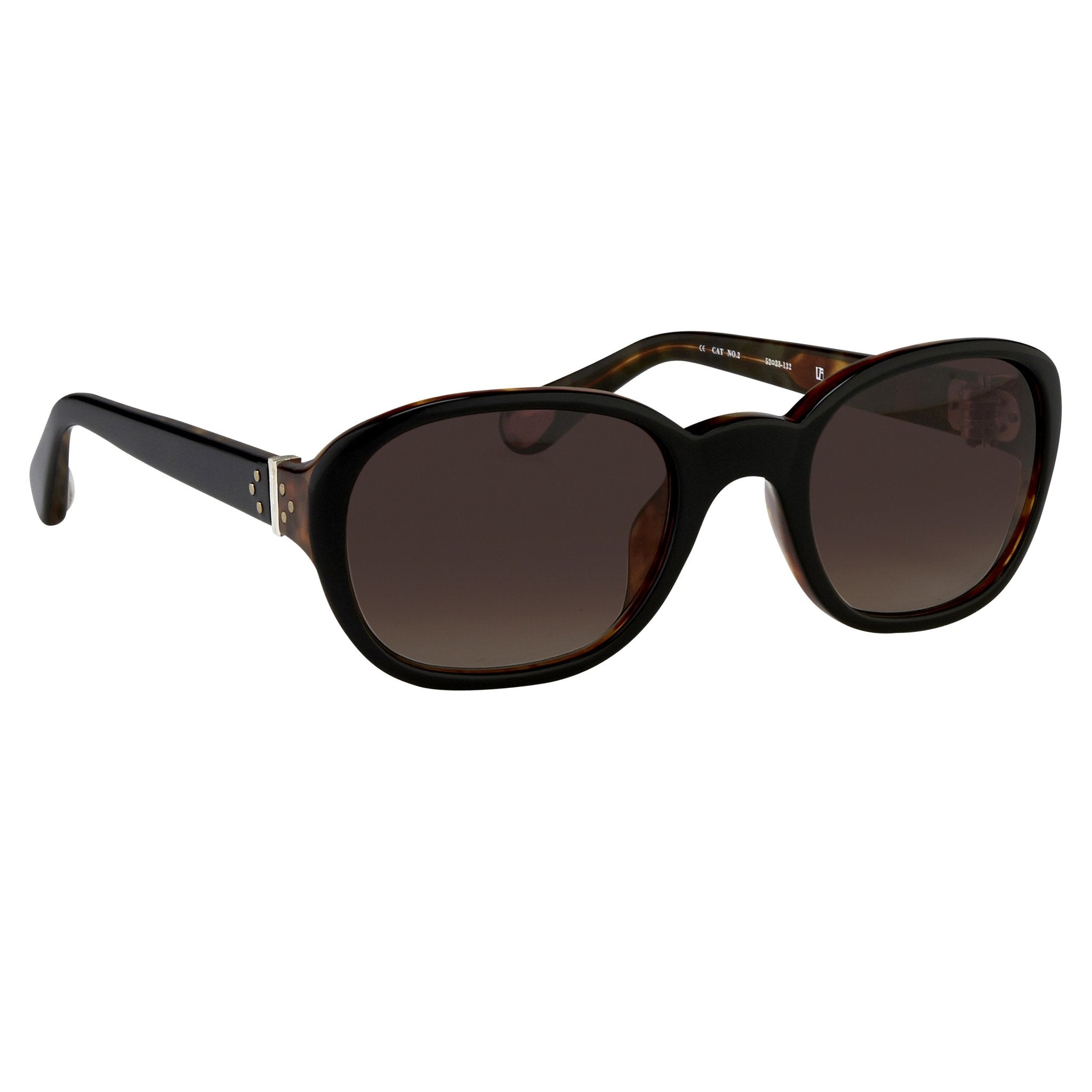 Ann Demeulemeester Ladies Sunglasses Oval Black and Brown Graduated