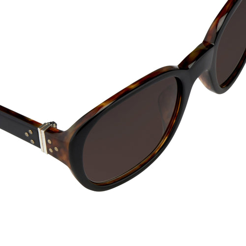 Ann Demeulemeester Ladies Sunglasses Oval Black and Brown Graduated