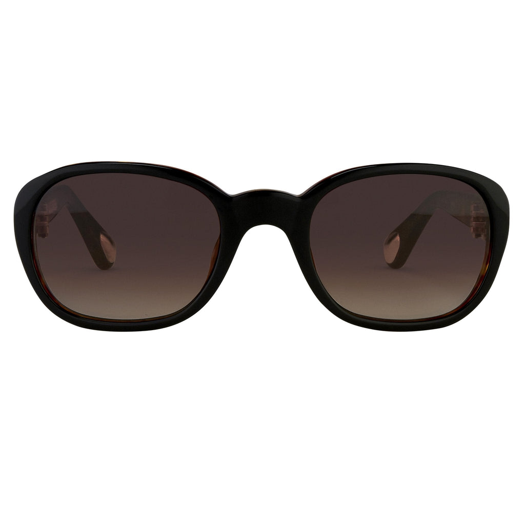 Ann Demeulemeester Ladies Sunglasses Oval Black and Brown Graduated