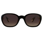 Ann Demeulemeester Ladies Sunglasses Oval Black and Brown Graduated