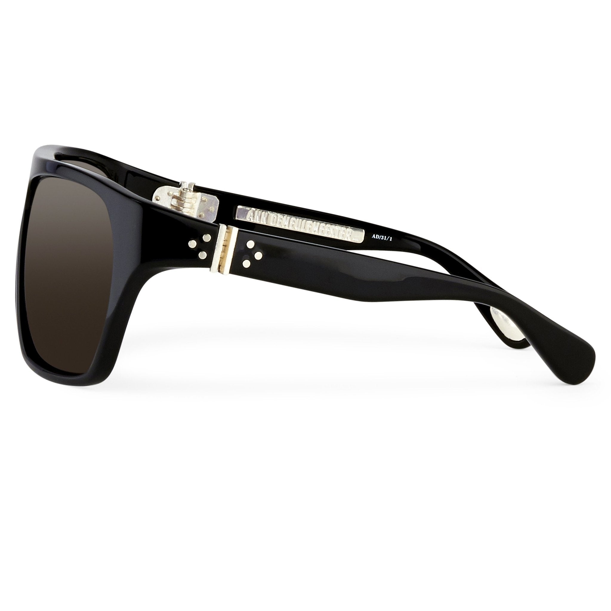 Ann Demeulemeester Sunglasses Oversized Black with Silver Tips and Grey